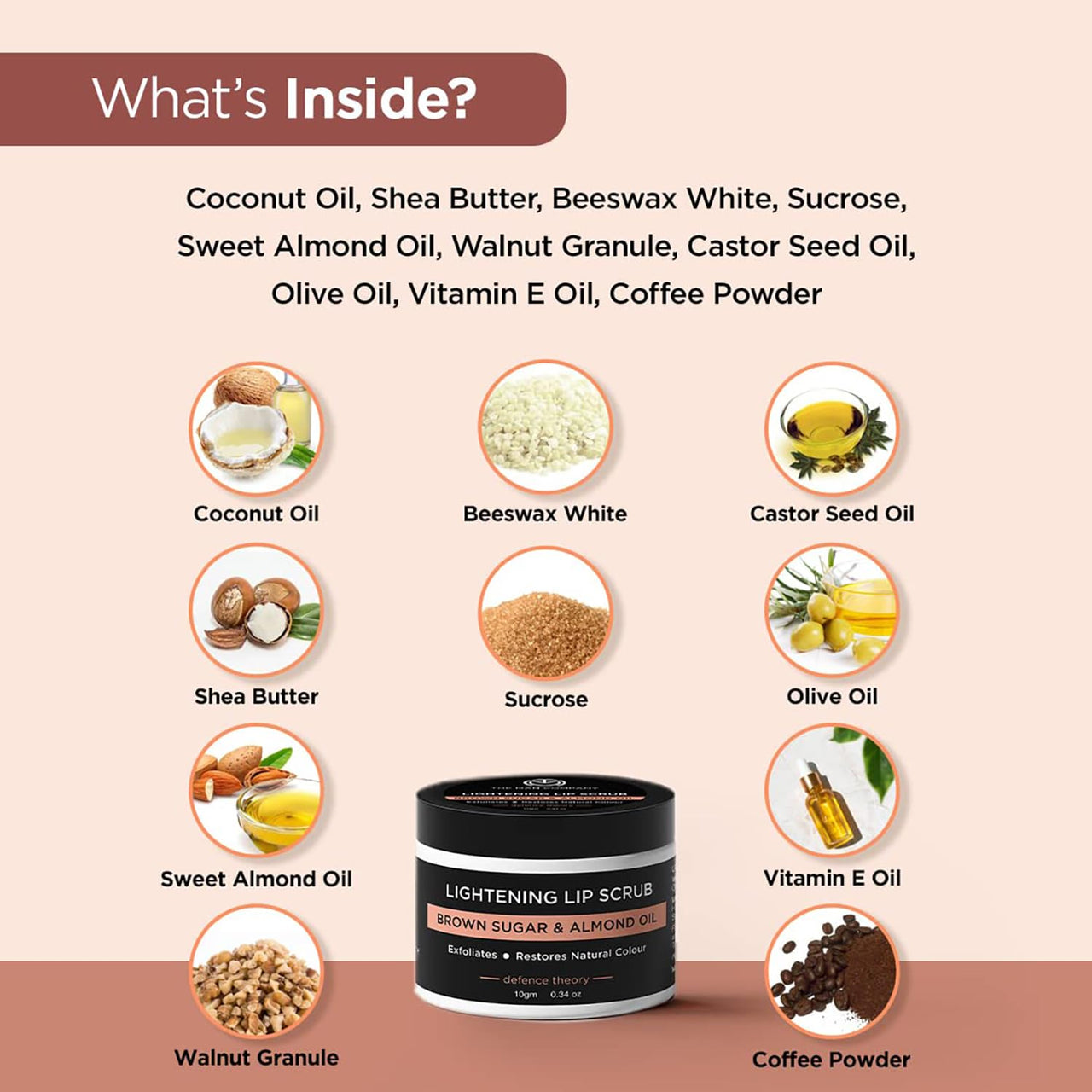 The Man Company Lightening Lip Scrub With Brown Sugar, Almond Oil, Vitamin E, Coconut Oil & Argan Oil For Dry & Chapped Lip, Restore Natural Colour, Nourishes, Moisturizes, Brightening, 10g
