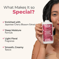 THE LOVE CO. Japanese Cherry Blossom Body Lotion - Nourishing Moisturizer Cream for Dry Skin - Suitable for Men and Women with Jojoba Oil, Shea Butter & Vitamin E - 250ml