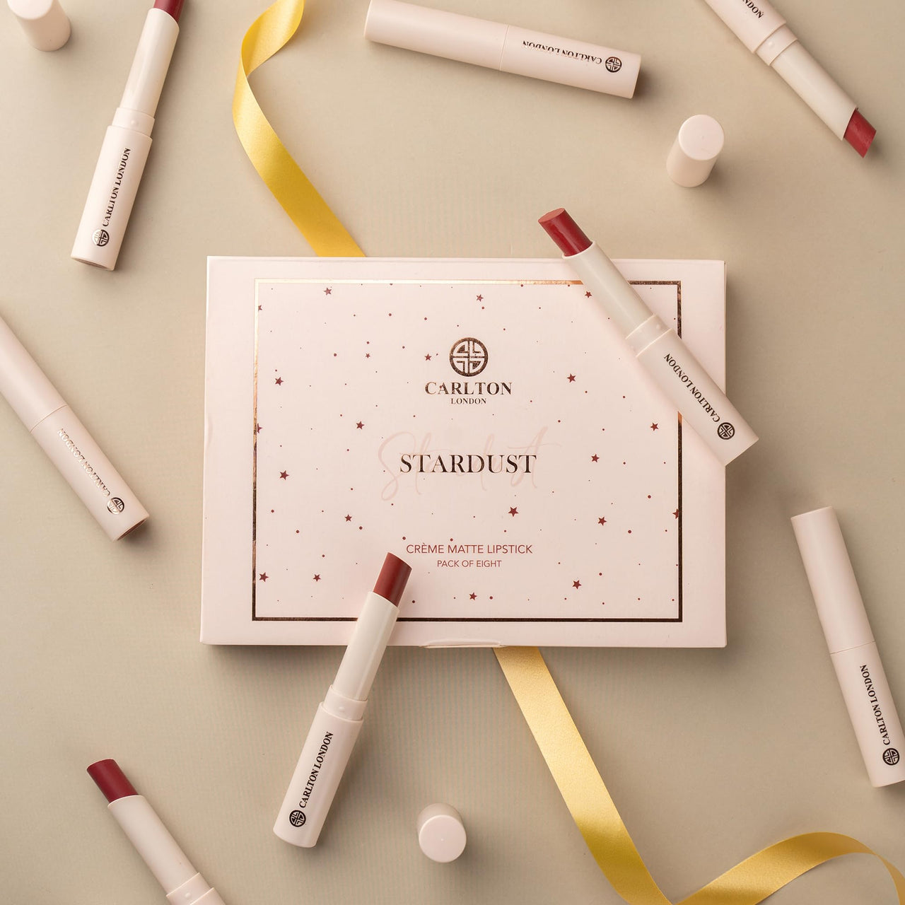 Carlton London Creamy Matte Stick Lipsticks Smudge-Proof Gift Set | Enriched with Vitamin E, Castor oil | Long Lasting | Highly Pigmented, Gifts for woman & girl | Upto 8Hrs - 8X1.7g