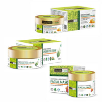 Indus valley Face care combo of Cow's Milk Yogurt & Honey Gel, Under eye cream and Skin Lightening Brightening Face mask (50ml+50ml+100ml=200ml)