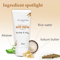 Glamveda rice water hydrate & glow cream mask for Dry & Normal skin | No Paraben, SLS | Pack of 2