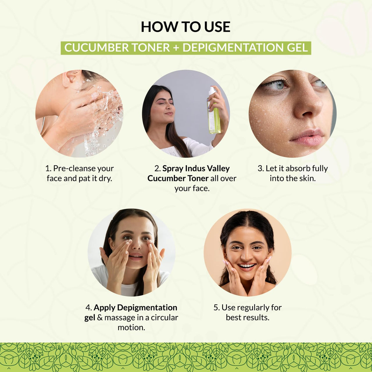 INDUS VALLEY Natural Cow's Milk Yogurt & Honey Depigmentation Gel with Cucumber Water Toner for Face | 50 ml + 250 ml