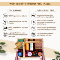 NYASSA Premium Bath and Body Treats Wooden Gift Set for Women & Men | Wooden Gift Box To Pamper Your Loved Ones | Perfect for Every Occasion | Pack of 7