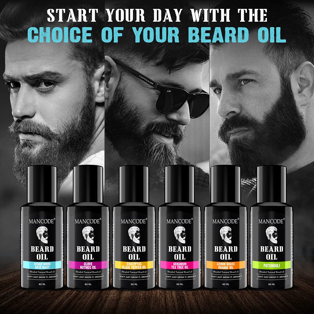 Mancode Beard Growth Oil for Men - 60ml More Beard Growth, With Cedarwood & Rose Mary Natural Oils including Vitamin E, Nourishment & Strengthening, No Harmful Chemicals