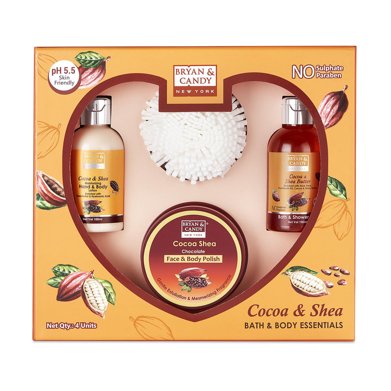 Bryan & Candy Cocoa Shea Body Care Heart Collection, Gift Set for Women and Men , Vegan,Cruelty Free