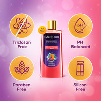 Santoor Brightening Shower Gel With Natural Saffron & Marigold Extracts| For Men & Women| For Glowing Skin| Suitable For All Skin Types| No Parabens| No Silicones| 250ml