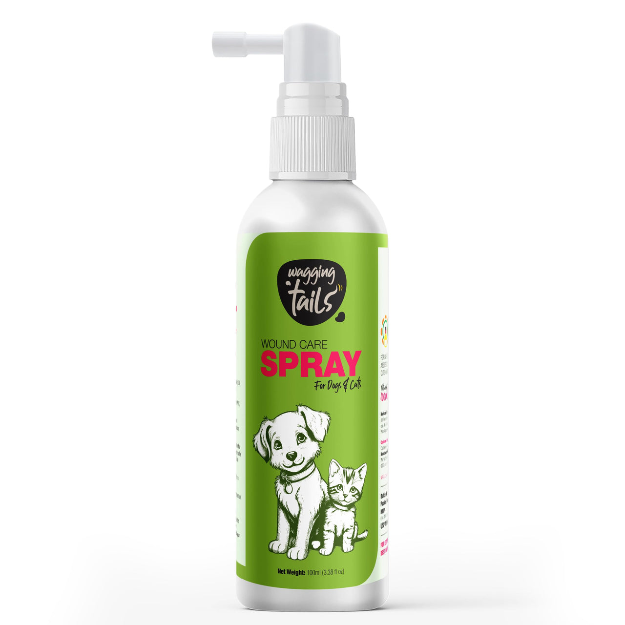 Wagging Tails Wound Care Spray for Dogs & Cats- 100ml | Promotes Healing, Soothes Skin, & Helps Protect Against Infections | Suitable for Cuts, Scratches, Surgical Wounds, Abscesses & Abrasions