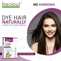Elecious Indigo Powder for Hair black (200 Grams) | 100% Pure and Natural, No preservatives | Natural hair dye | No Ammonia, No PPD