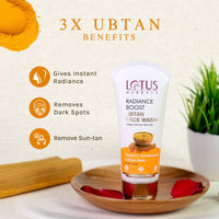Lotus Herbals Radiance Boost Ubtan Face Cream SPF 20 (50g)|Face Wash (100g)|Face Mask (100g) (pack of 3,. 250g)