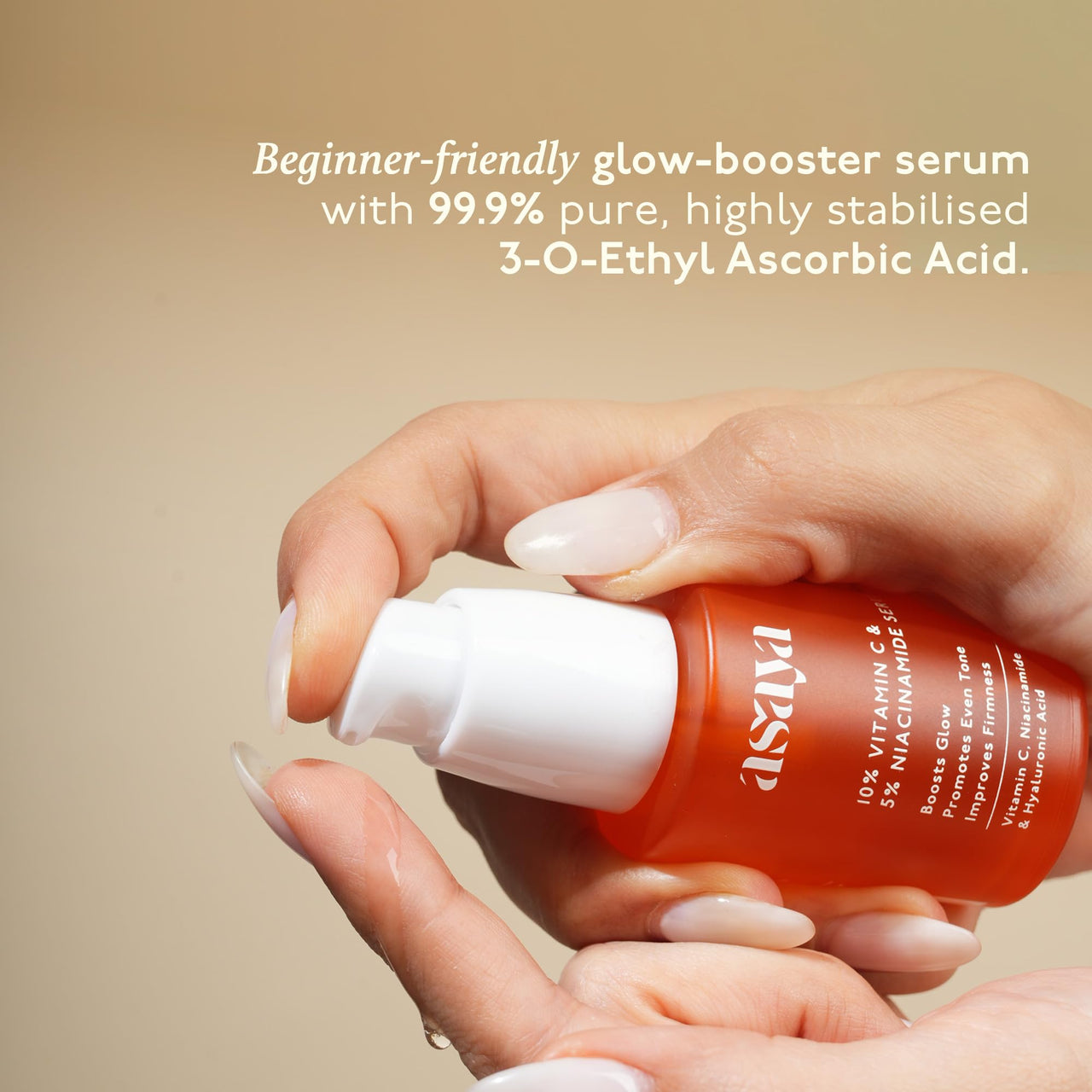 Asaya 10% Vitamin C Face Serum for Brightening & Glowing Skin | With 5% Niacinamide & Hyaluronic Acid | Dark Spot Correcting & Barrier Support | For Skin Radiance | Non Irritating & Non Sticky | Brightening Serum for Dull Skin | Reduces Dark Spots | Treat