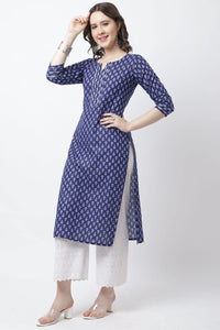 Rajnandini Women's  Pure Cotton with Zari Weaving Jaipuri Printed Kurti