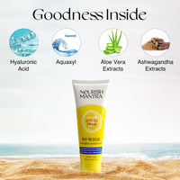 Nourish Mantra Ray Rescue Sunscreen/Sunscreen SPF 50/ With Hyaluronic Acid, Aquaxyl, Aloe Vera Extracts & Ashwagandha Extracts/No White Cast/For Both Men & Women / 60 ml (Pack of 1))