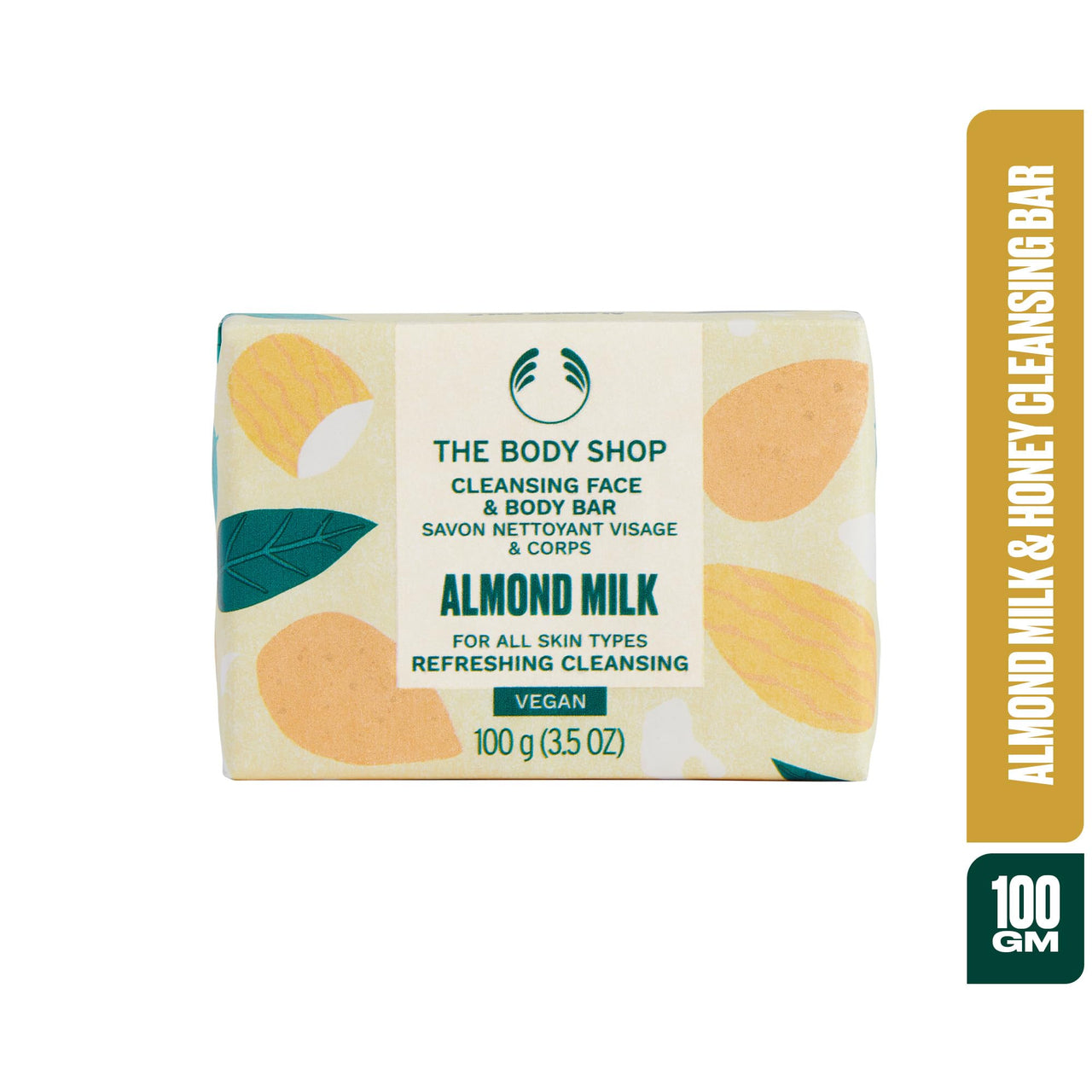 The Body Shop Almond Milk Cleansing Face and Body Bar, 100 G