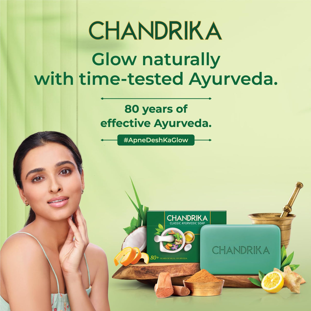Chandrika Ayurvedic Soap Classic| Handmade Soap for Naturally Radiant Skin| For All Skin Types| 125g (Pack of 3) + 2x125g Soap Free