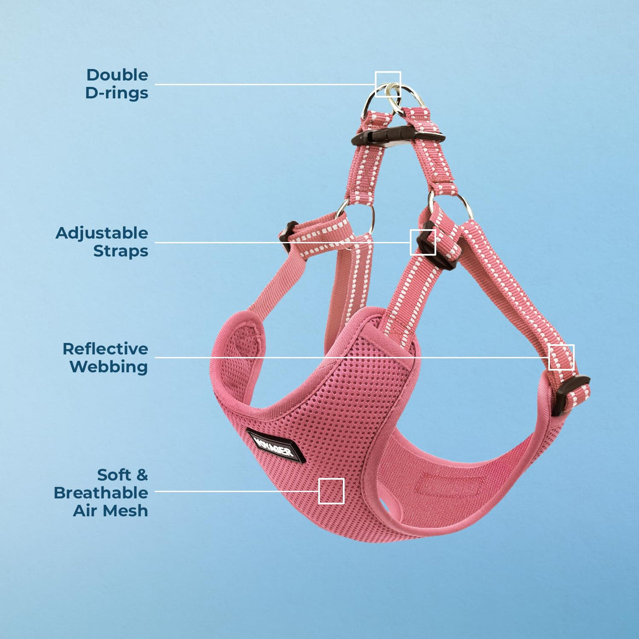 Best Pet Supplies Voyager Adjustable Dog Harness with Reflective Stripes for Walking, Jogging, Heavy-Duty Full Body No Pull Vest with Leash D-Ring, Breathable All-Weather - Harness (Pink), S