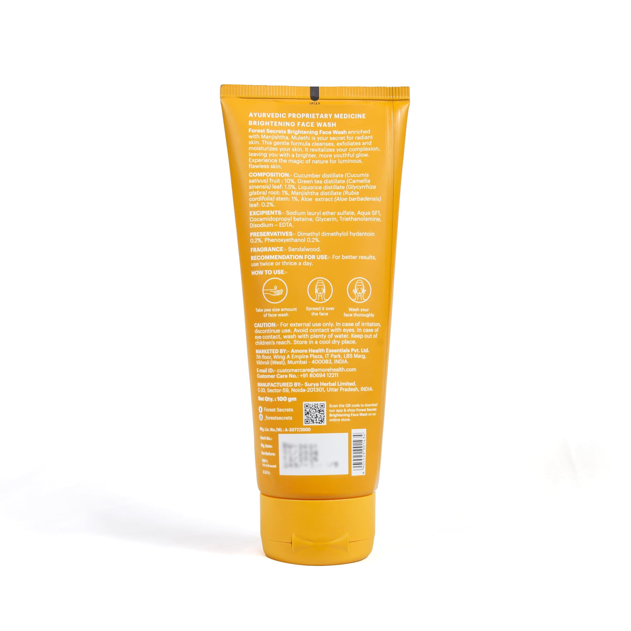 Forest Secrets Brightening Face Wash | Manjishtha & Mulethi| Brightens Complexion| Glowing Skin| 100Gm