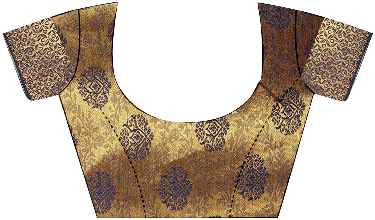 iZibra Women's  Pure Kanjivaram Silk Sraee Kanchipuram Pattu Sarees With Blouse Piece