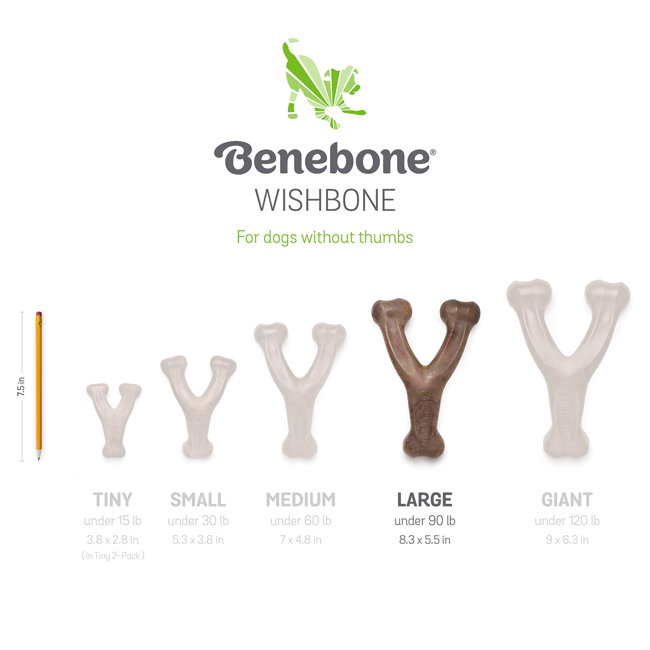 Benebone Wishbone Durable Dog Chew Toy for Aggressive Chewers, Real Chicken, Made in USA, Large