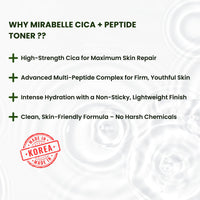 Mirabelle Korea Cica-Pep Intensive Toner 150ml | Calms Irritation, Refines Pores & Hydrates | Soothing Toner for All Skin Types | Korean Skincare for Men & Women