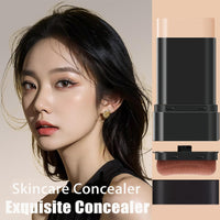 Luxenwell 2 In 1- Luxury Flawless Eraser Foundation Stick | Korean Hydrating Lightweight Foundation Stick with Brush | Waterproof Thin and Cover Blemishes for All Skin Types | 1Pcs