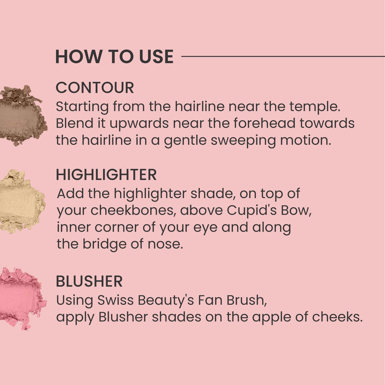 Swiss Beauty Cheek- A- Boo Face Palette With Blusher, Contour And Highlighter | Highly Pigmented And Easy To Blend Shades | Shade - 03, 8Gm|