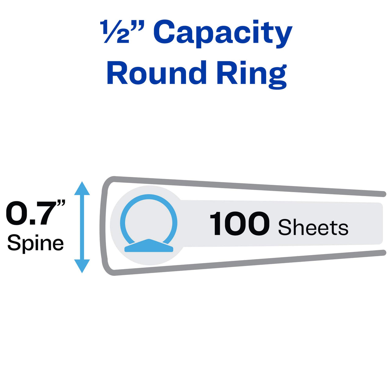 Avery Mini Durable View 3 Ring Binder, 1/2 Inch Round Rings, 1 White Binder (27726) 1 Pack 0.5"