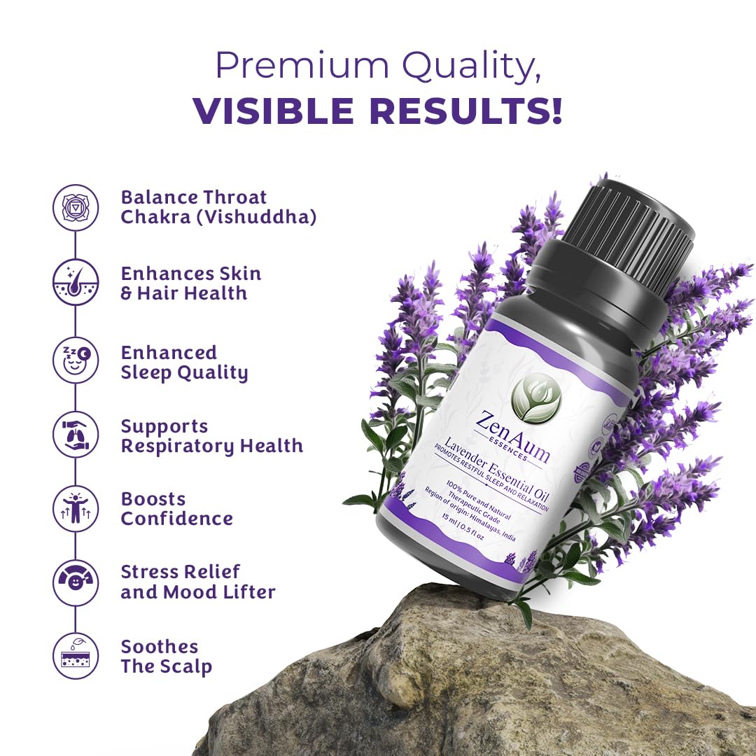 ZenAum Essences Emotional Wellness Trio | 100% Pure Jasmine, Lavender & Sandalwood Essential Oils Pack of 3 (15ml x 3) | Stress Relief, Joyful Mood, Self-Love | FDA Approved | GMP, IFRA, ISO Certified