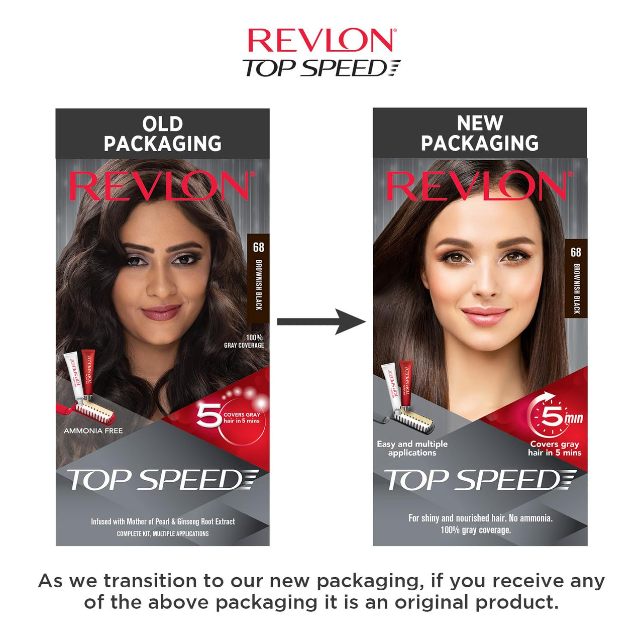Revlon Top Speed Hair Color for Women Brownish Black| 100% Grey Coverage in just 5 Minutes | Ammonia Free, Easy Application and Intense Conditioning