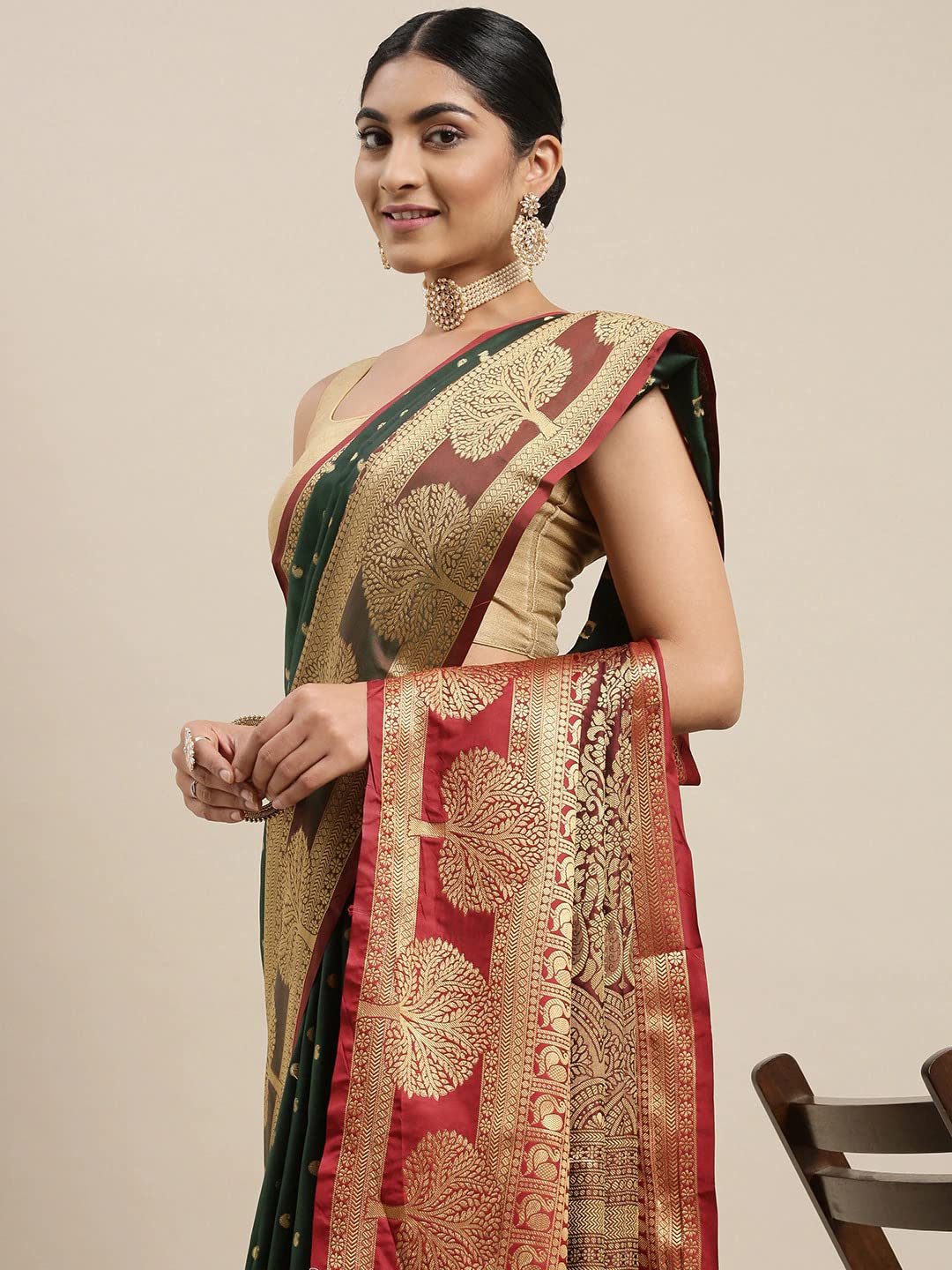 Pandadi Saree Women's  Banarasi Silk Saree With Unstitched Blouse Piece