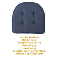 Sweet Home Collection Chair Cushion Memory Foam Pads Tufted Slip Non Skid Rubber Back U-Shaped 17