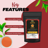Golden Tips Saffron(Kesar) Cardamom (Elaichi) Exotic Indian Masala Chai CTC Black Tea (40 Cups), 100 g