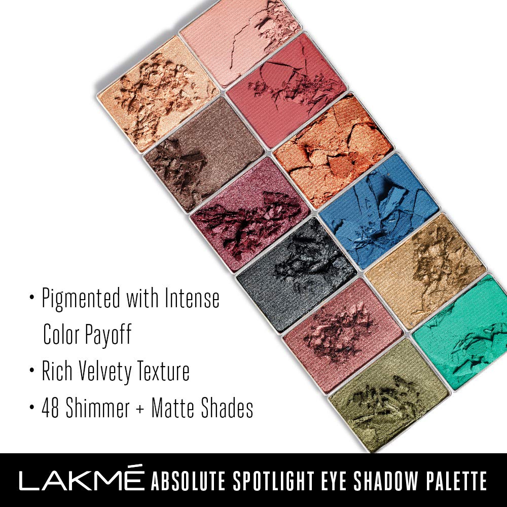 Lakmé Absolute Spotlight Eye Shadow Palette, Berry Martini, 12 G - Berry Martini, Shimmery, Matte