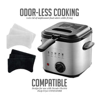 OVENTE 1.5 Liter Electric Deep Fryer FDM1501BR Charcoal and Oil Vapor Replacement Filter Set Pack of 3, White and Black ACPFDM1503, 1.5L