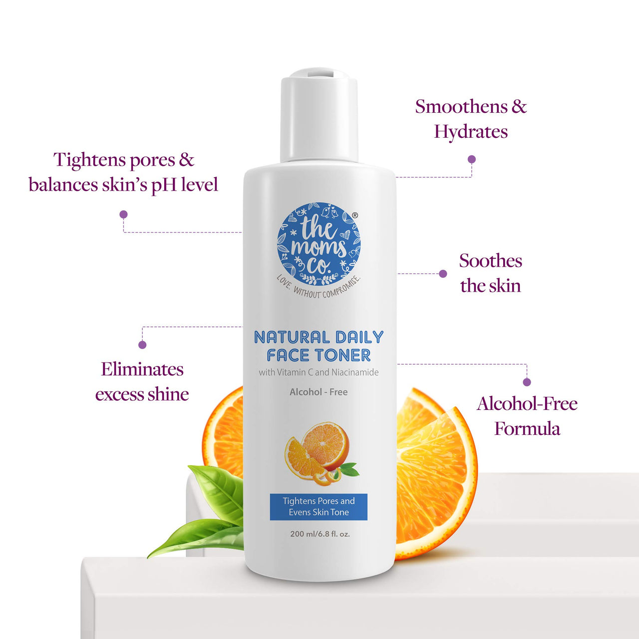 The Moms Co. Natural Daily Vitamin C Face Toner l Enriched With Niacinamide, Green Tea & Aloe Vera | Alcohol-free Formula | Tightens Pores, Evens Skin Tone, Hydrates Skin, Maintains PH Balance (200ml)