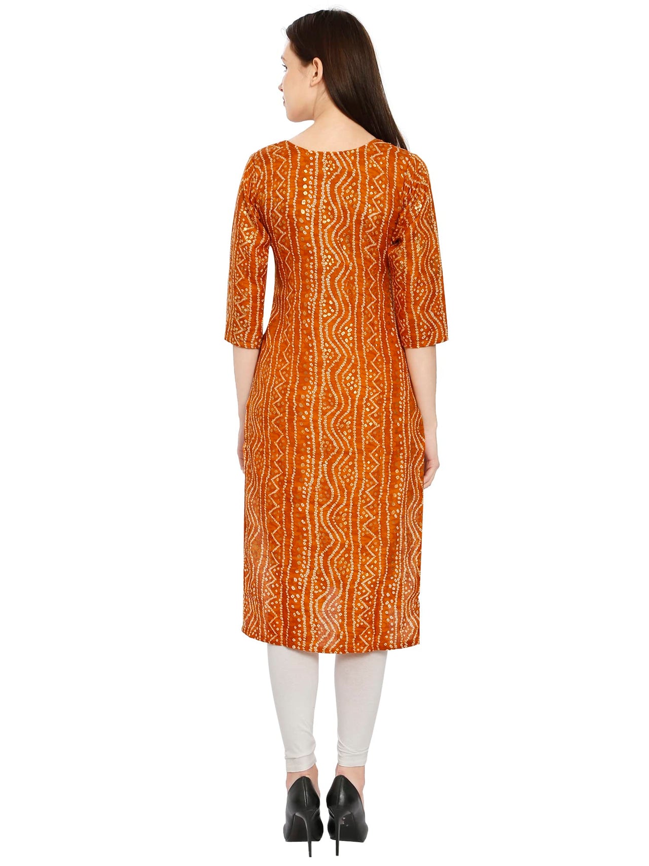 InTrend Forever Bandhani Foil Print Designer || Cotton Kurta for Ladies || Straight Fit || Zari & Sequins lace || Kurtis for Women