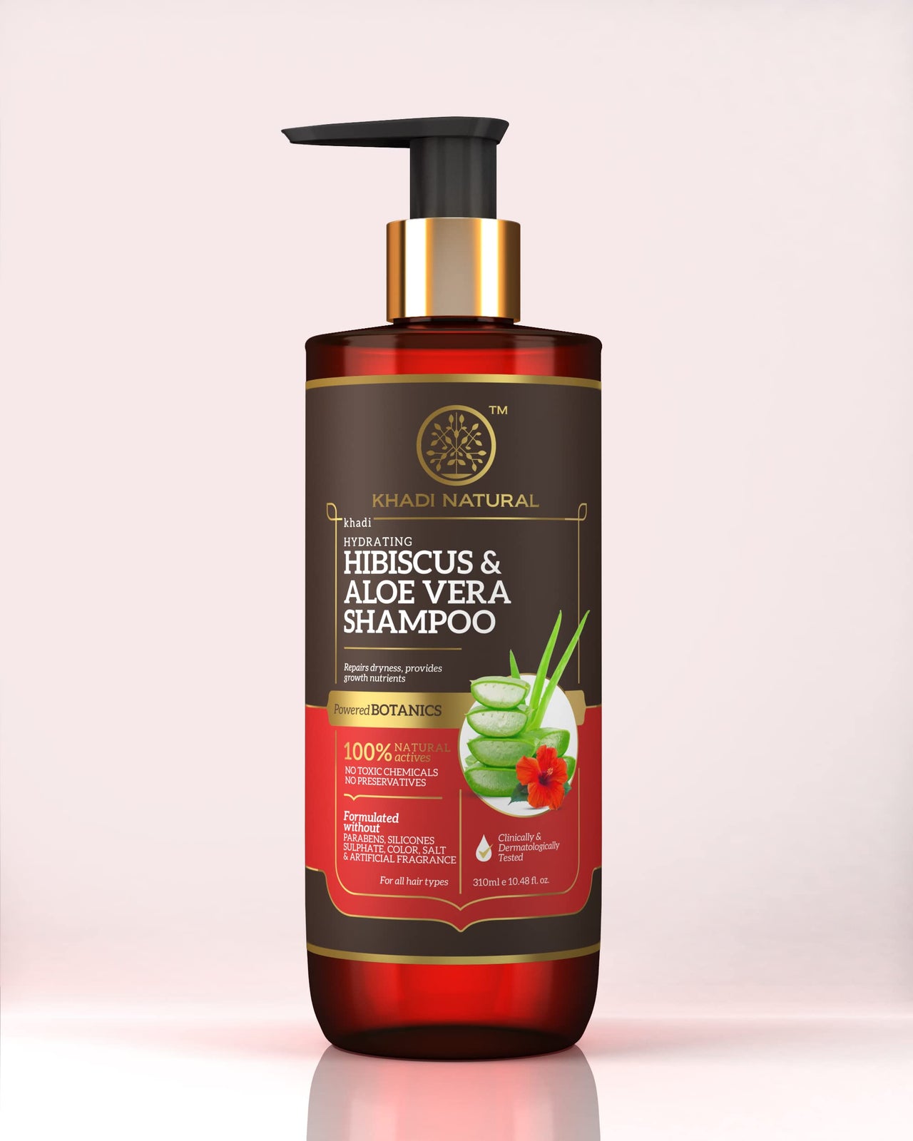 Khadi Natural Hibiscus & Aloevera Shampoo With Reetha & Amla Sulphate Paraben Free - Powered Botanics, 1 Count