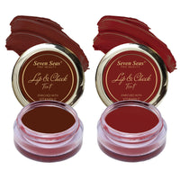 Seven Seas Lips & Cheek Tint Combo Pack of 2 | Matte Natural Blush for Women | Lip Tint with Vitamin E | Nourishing Cheek Tint (Maroon, Fire Brick)