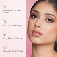 Swiss Beauty Lustre Eyeshadow Palette | 4 Highly Pigmented Shades in Matte & Shine |Long-Lasting | All Skin Types | Shade- Party All Night, 5gm