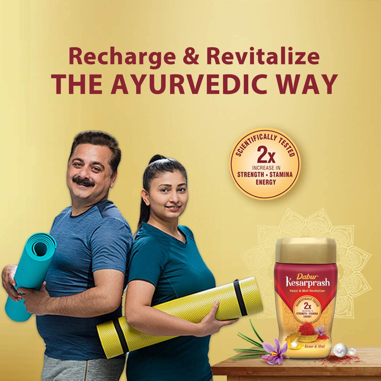 DABUR Kesarprash 450G|Ayurvedic Immunity Booster For Adults & Elder|Builds Energy, Strength & Stamina|Strengthens Bones|Enriched Revitalizer|Enriched With Kesar & Moti|Scientifically Tested