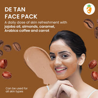 Karrot Natural Skincare Coffee De Tan Face Pack, Removes Tanning, Tightens Pores and Smoothens Texture, Contains Shea Butter, Carrot Seed Oil, Jojoba Oil, For Women and Men, All Skin Types, 100gms
