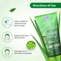 Ayouthveda Aloe Vera Gel 150 gm for Face, Body & Hair | Aloe Vera Skin/Hair Gel With Neem & Tulasi Vitamin Extracts | Calms Sunburn & Promotes Even Skin Tone (Pack Of 5; 150gm each)