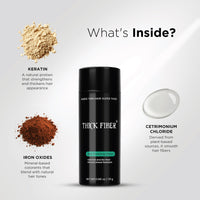 THICK FIBER - Fibers for Thinning Hair & Bald Spots (BLACK, Pack of 2) - 25g Bottle - Conceals Hair Loss in Seconds for Women & Men