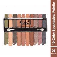 Glam21 Flawless 10 Color Eyeshadow Palette |Long-Lasting | Smudge Free | Long Wearing And Easily Blendable Eye Makeup Palette Matte, Shimmery And Metallic Finish