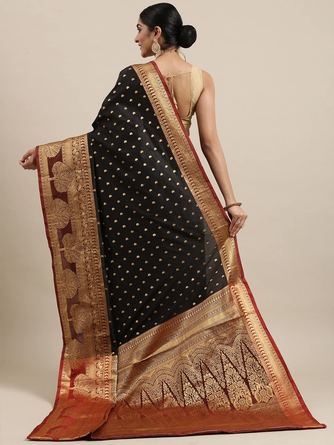 Pandadi Saree Women's  Banarasi Silk Saree With Unstitched Blouse Piece