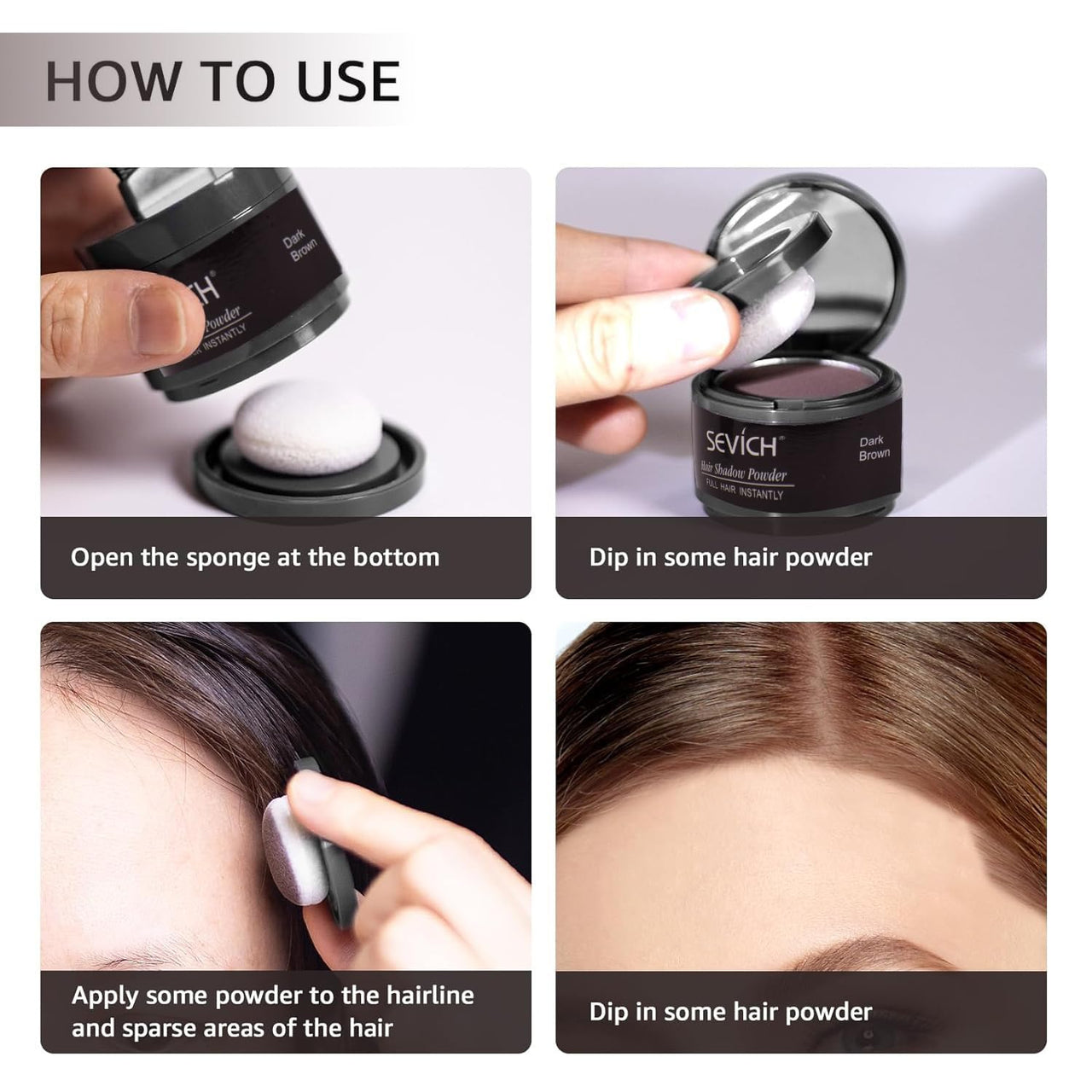 OCEANEVO Hairline Powder For Men And Women, Instant Root Touch Up Color For Grey And White Hair Coverage, Hair Concealer - 4 Grams - Dark Brown
