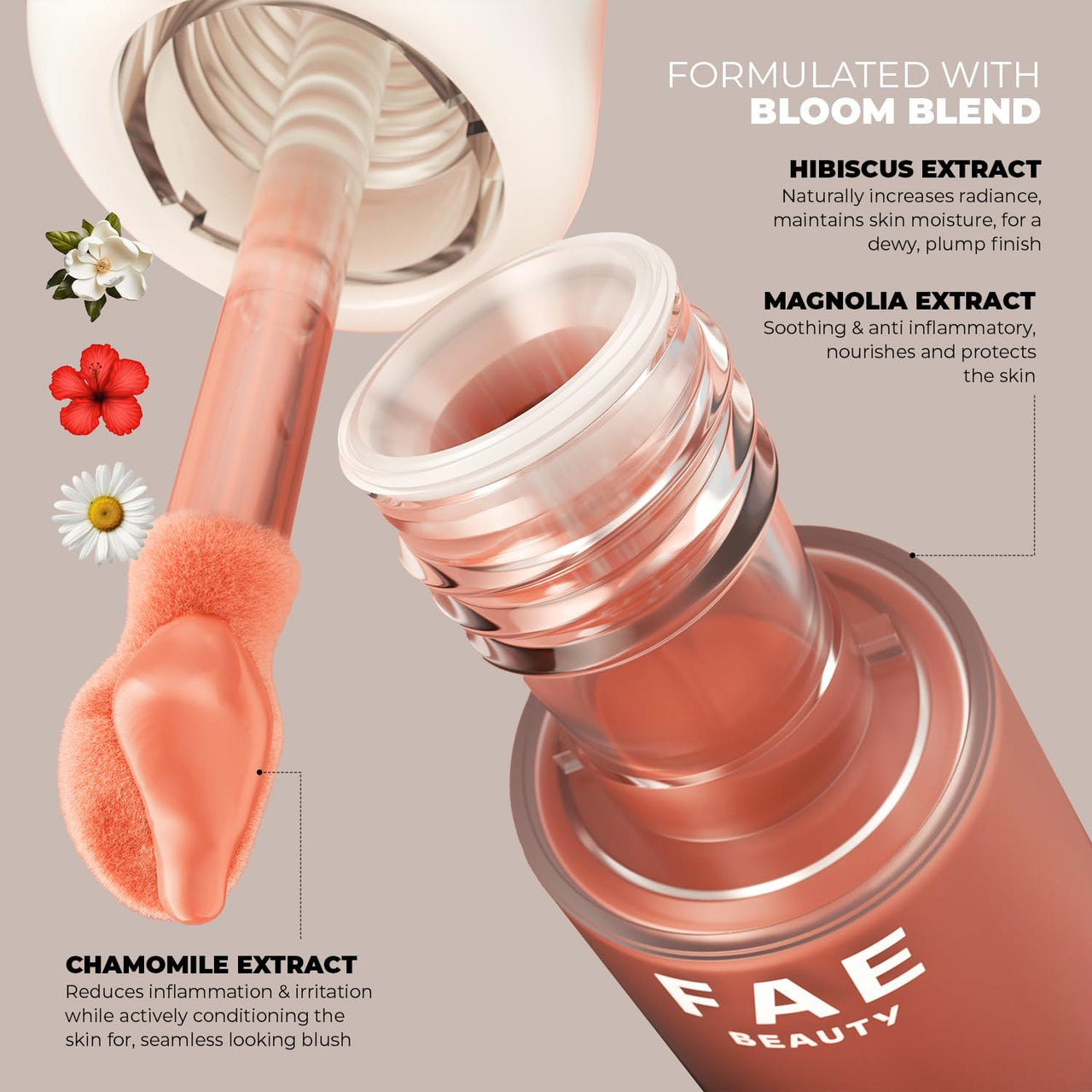 Fae Beauty Liquid Lush Blush (5.5ml) | Featherlight, Easy Blend Formula with a Seamless, Serum Like Finish | 8hr Long Wear | Rich, Buildable Pigment | Formulated with a Bloom Blend of Hibiscus, Magnolia and Chamomile Extracts - Nutty