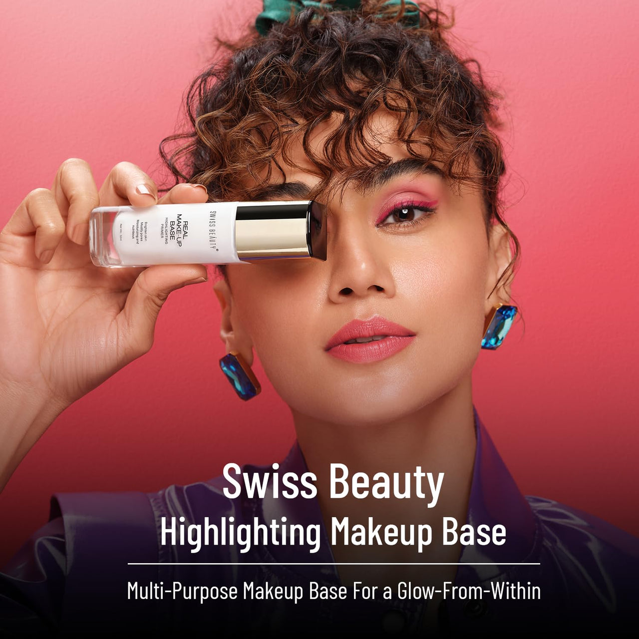 Swiss Beauty Real Makeup Base Highlighting Primer| Skin-Hydrating Poreless Primer With Natural Glow Finish For Face Makeup |Shade - Natural Tint, 32Ml