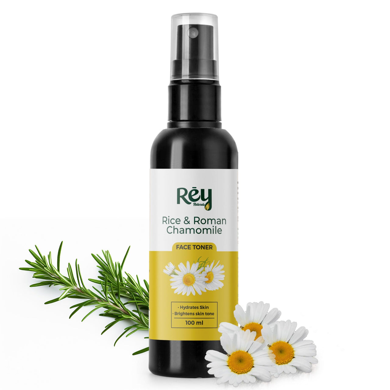 Rey Naturals Aqua Range | Roman Chamomile Plus Rice Toner For Glowing Skin - 100ml | Non-Oily Rice Water Toner Korean For Women & Men | Toner For Clear, Glass & Smooth Skin | For All Skin Types
