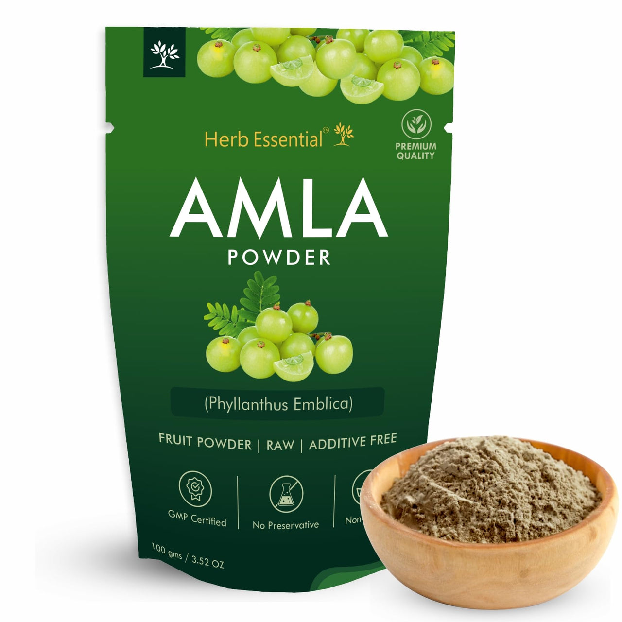 Herb Essential Pure Amla Powder – 100g | 100% Natural Indian Gooseberry | Rich in Vitamin C | Supports Hair Growth, Skin Health & Immunity | Vegan & Paraben-Free