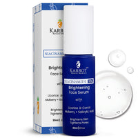 Karrot Natural Skincare Niacinamide Face Serum 10% Concentration, For Pore Tightening & Brightening, Reduces Acne, Balances Oil, Contains Bakuchiol & Vitamin E, For Men & Women, All Skin Types, 30ml